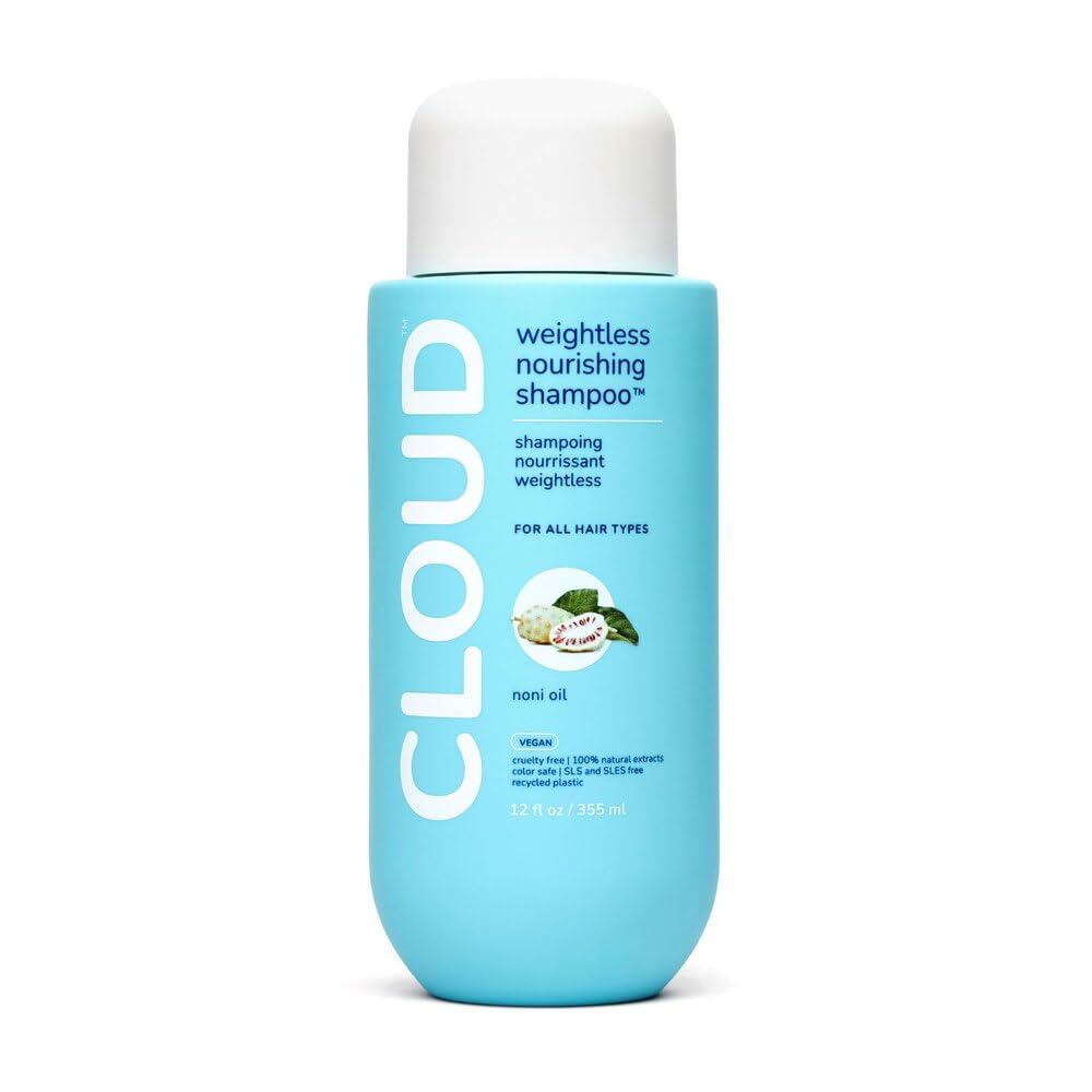 Cloud Haircare front bottle showing label and 12 oz size, highlights lightweight hydration