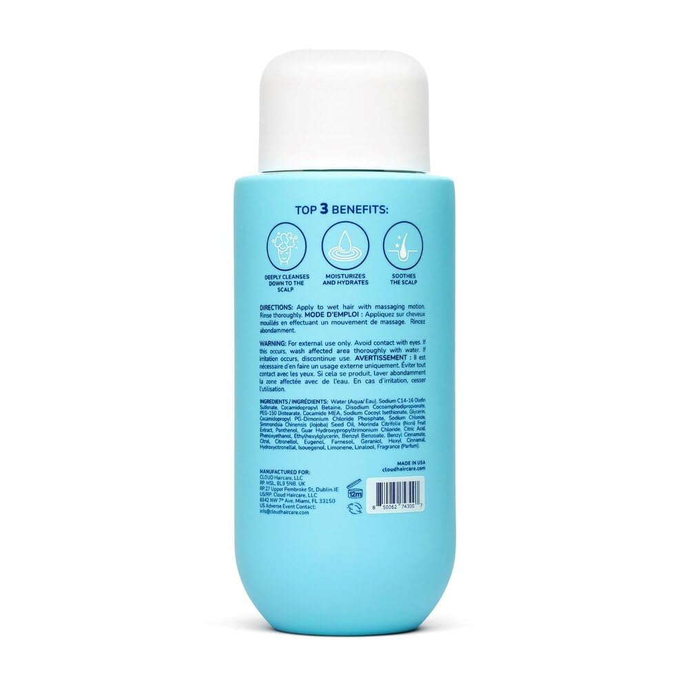 Cloud Haircare creamy lather texture demonstrating gentle cleansing and easy rinse
