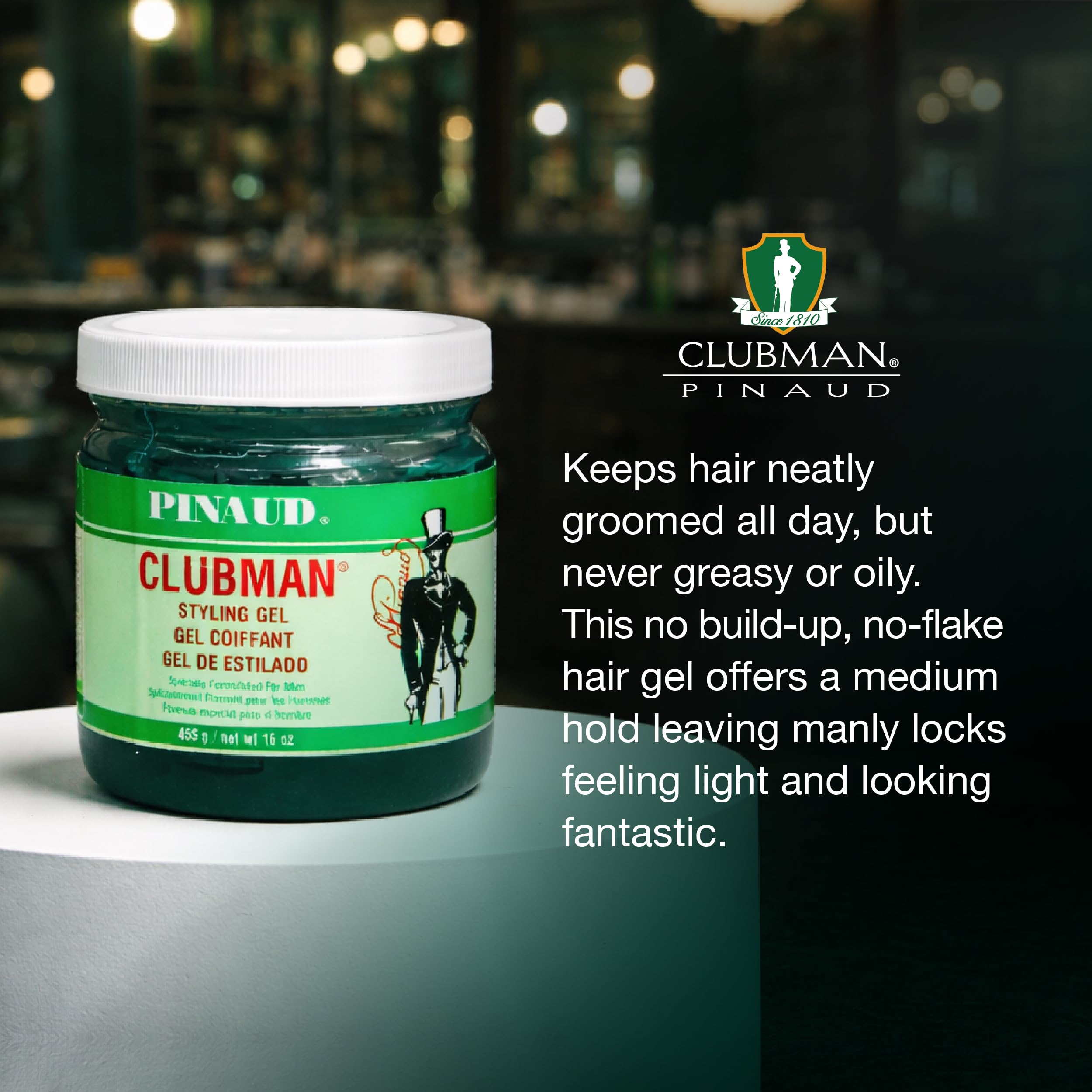 Clubman Pinaud gel on hand demonstrating easy spread and workable control