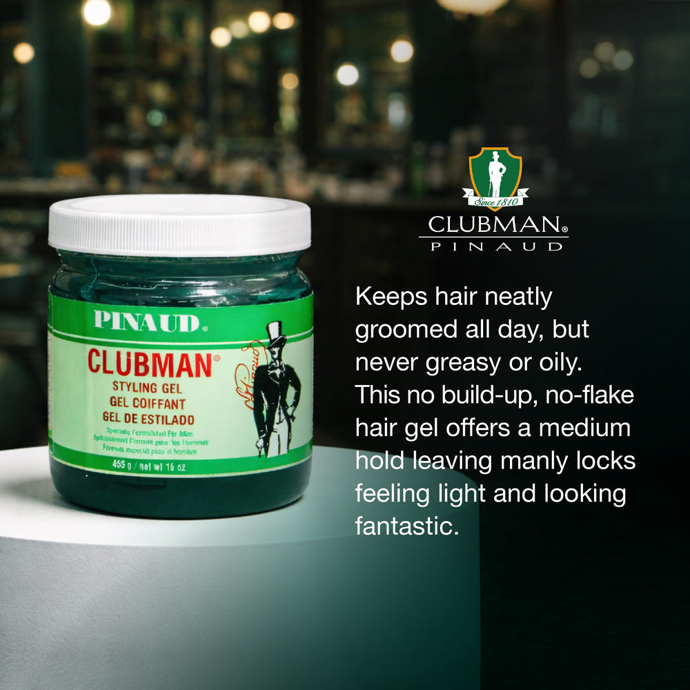 Clubman Pinaud gel on hand demonstrating easy spread and workable control