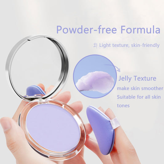 CLY AMS open compact with blue mini puff ready for quick touch-ups benefit