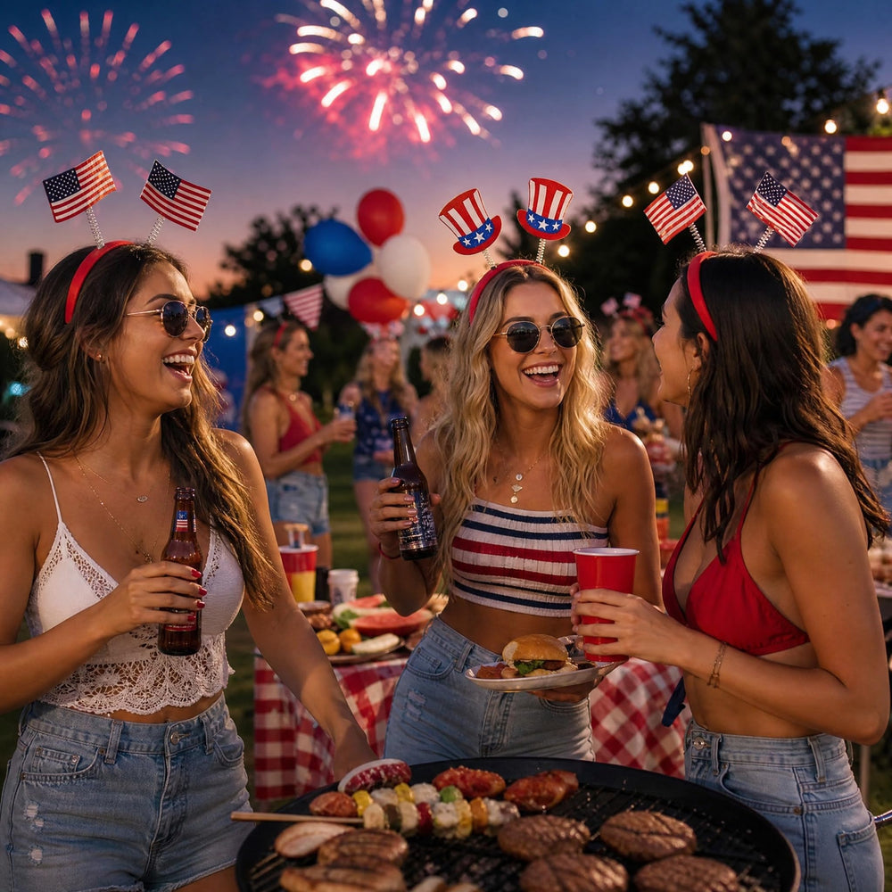Cmfuegsk detailed view of hat-style headband silhouette for playful patriotic styling