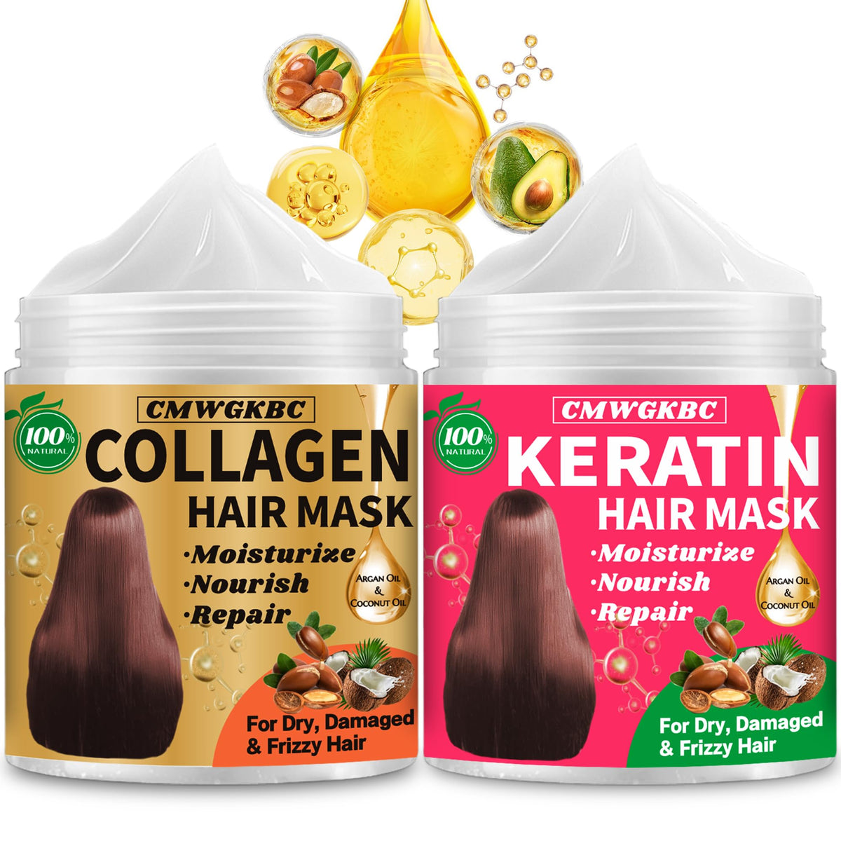CMWGKBC front packaging duo showing both collagen and keratin masks for easy identification and gifting