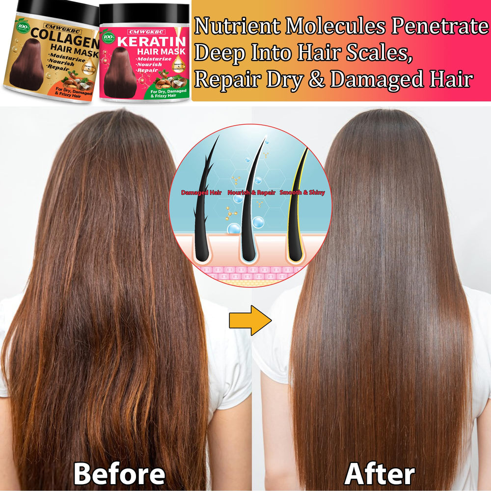CMWGKBC keratin mask creamy application on strands demonstrating smoothing and detangling benefit