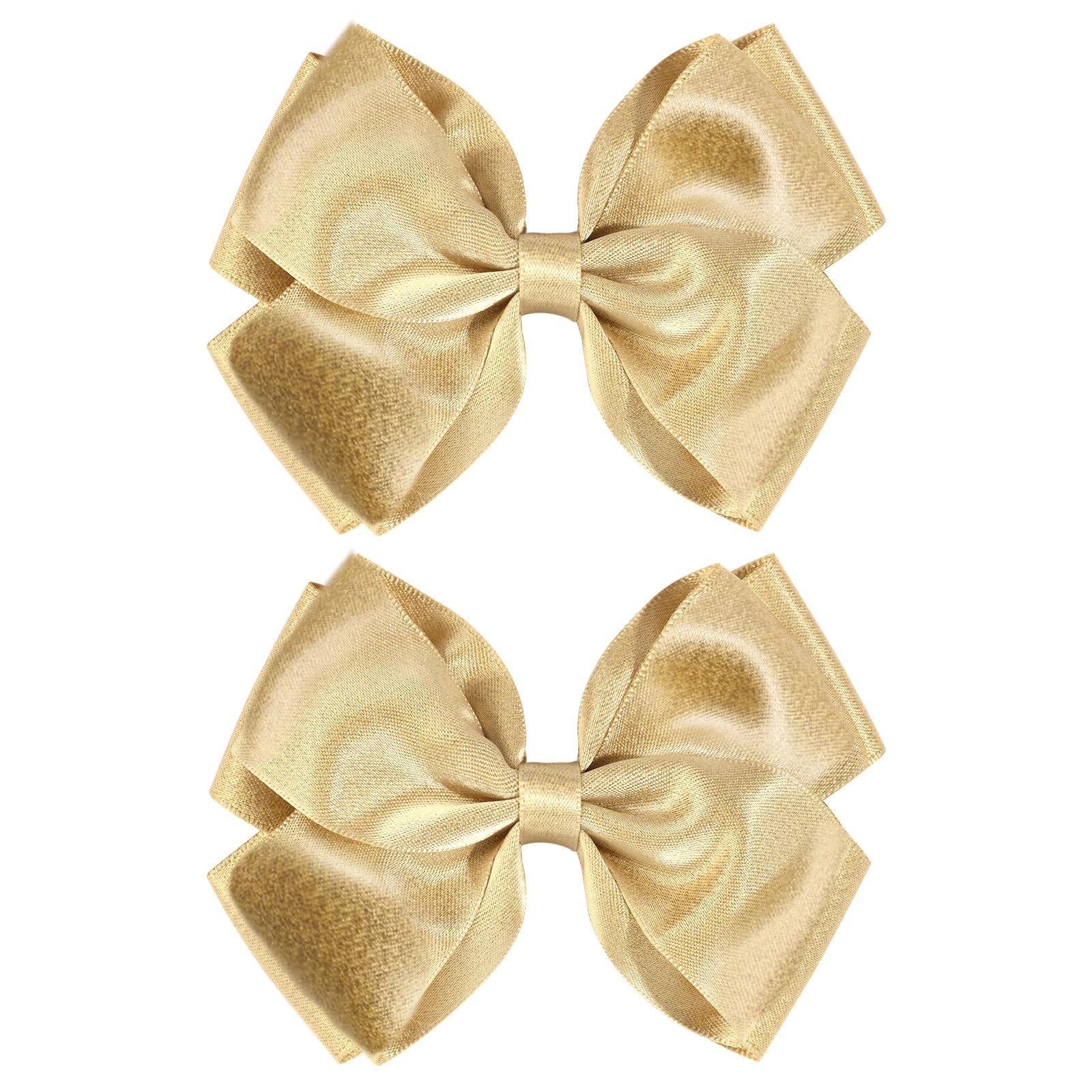 CN gold glitter bow front view showing shiny satin finish and elegant look