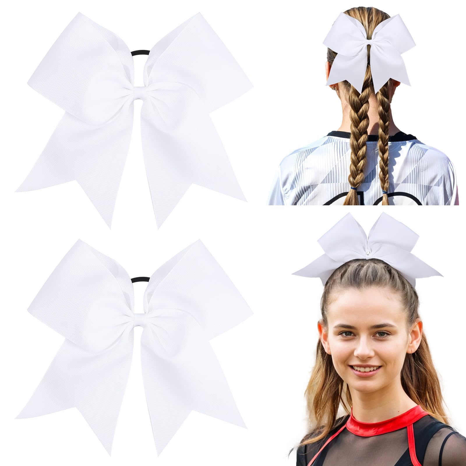 CN white bow front view showing neat grosgrain finish and team visibility