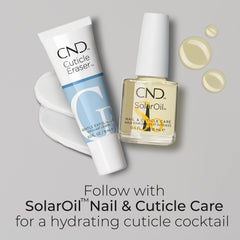CND cuticle eraser in a hand-care setting showing smoother nails and nourished skin