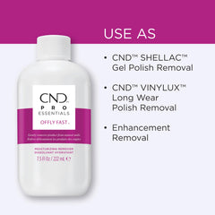 Close-up of CND label detailing macadamia and vitamin E oils benefit