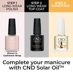 CND Unlocked bottle next to ruler showing 0.5 fl oz scale and compact convenience