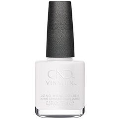 CND Vinylux bottle front view showing Cream Puff white polish, crisp professional look