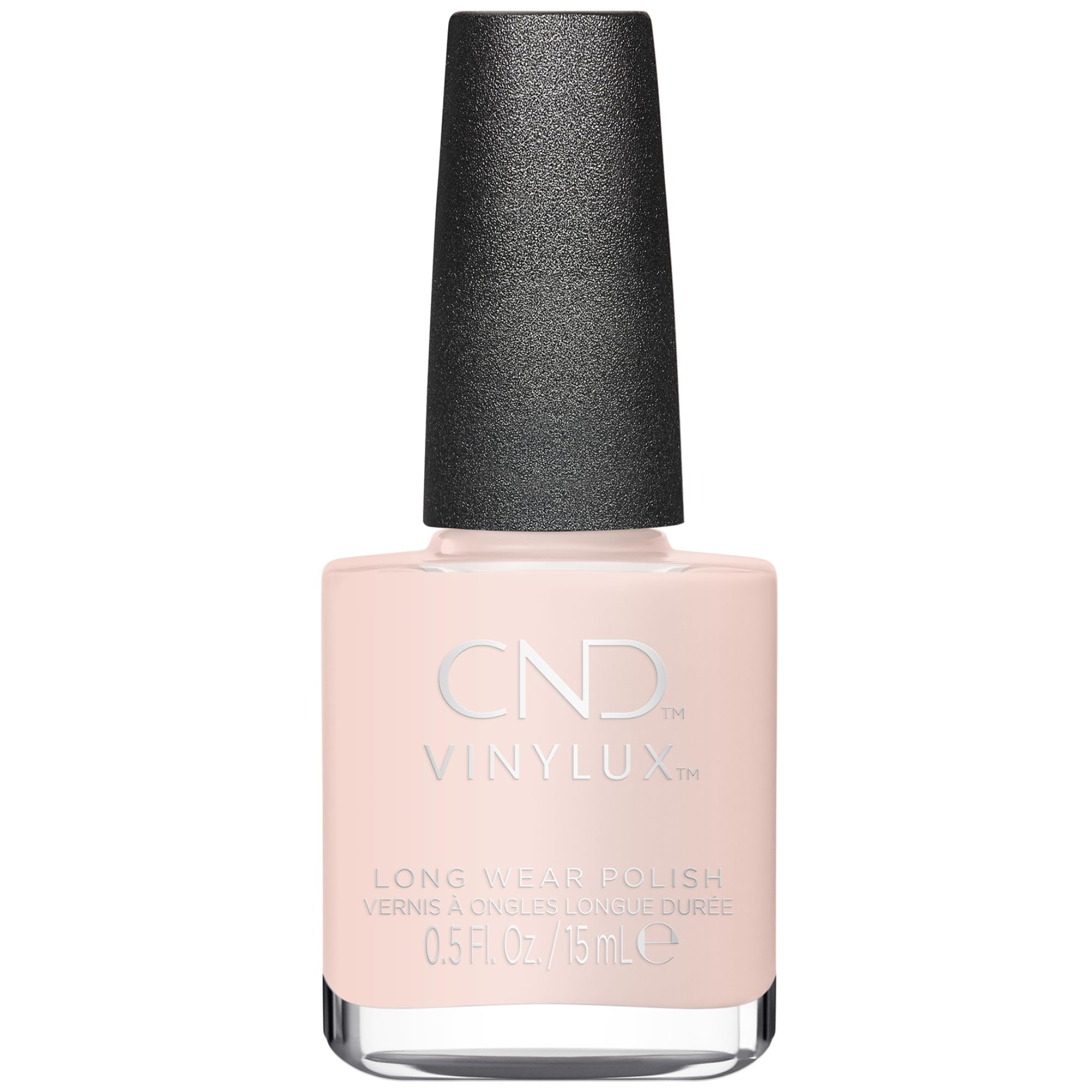 CND bottle front view showing Naked Naivete shade and benefit of longwear