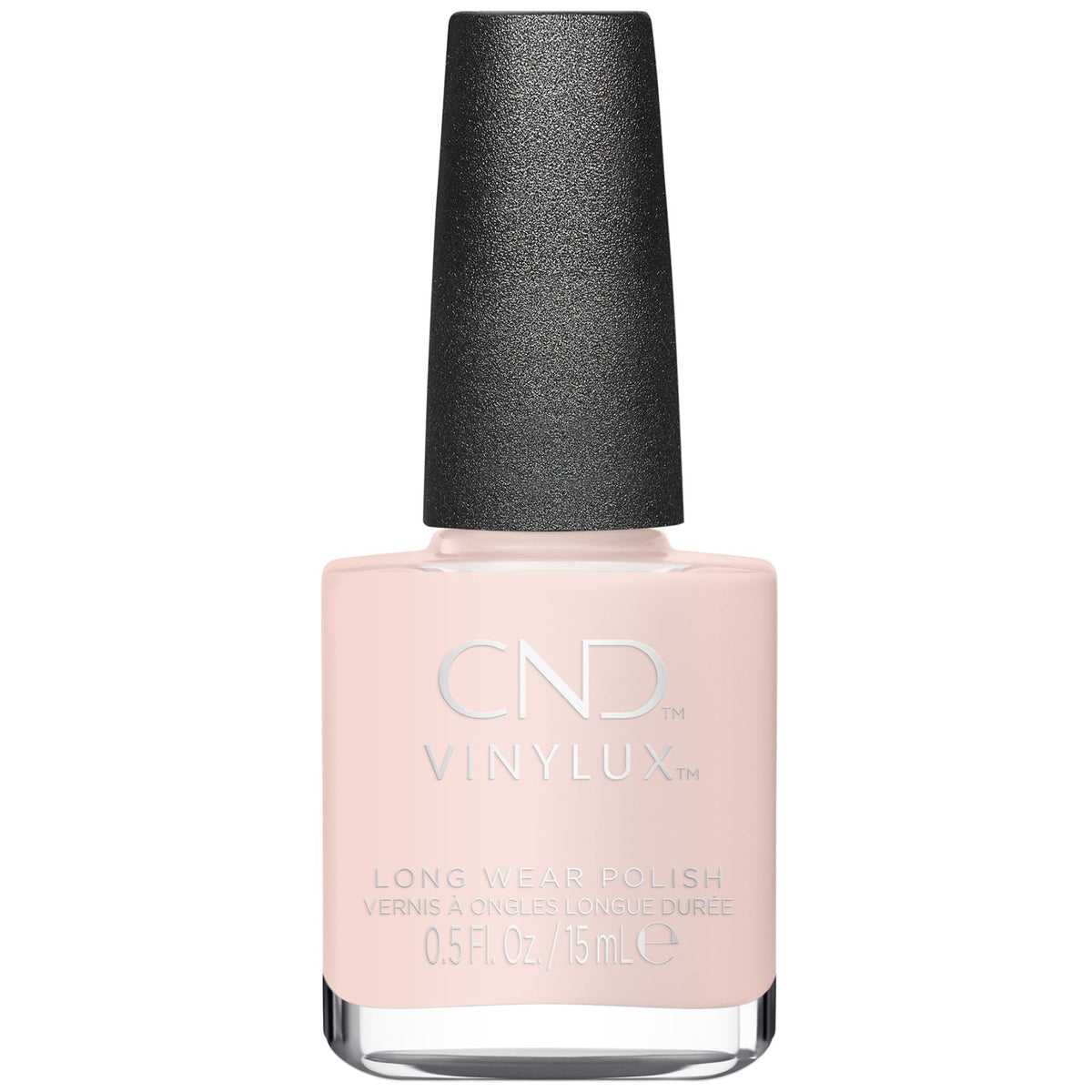 CND bottle front view showing Naked Naivete shade and benefit of longwear