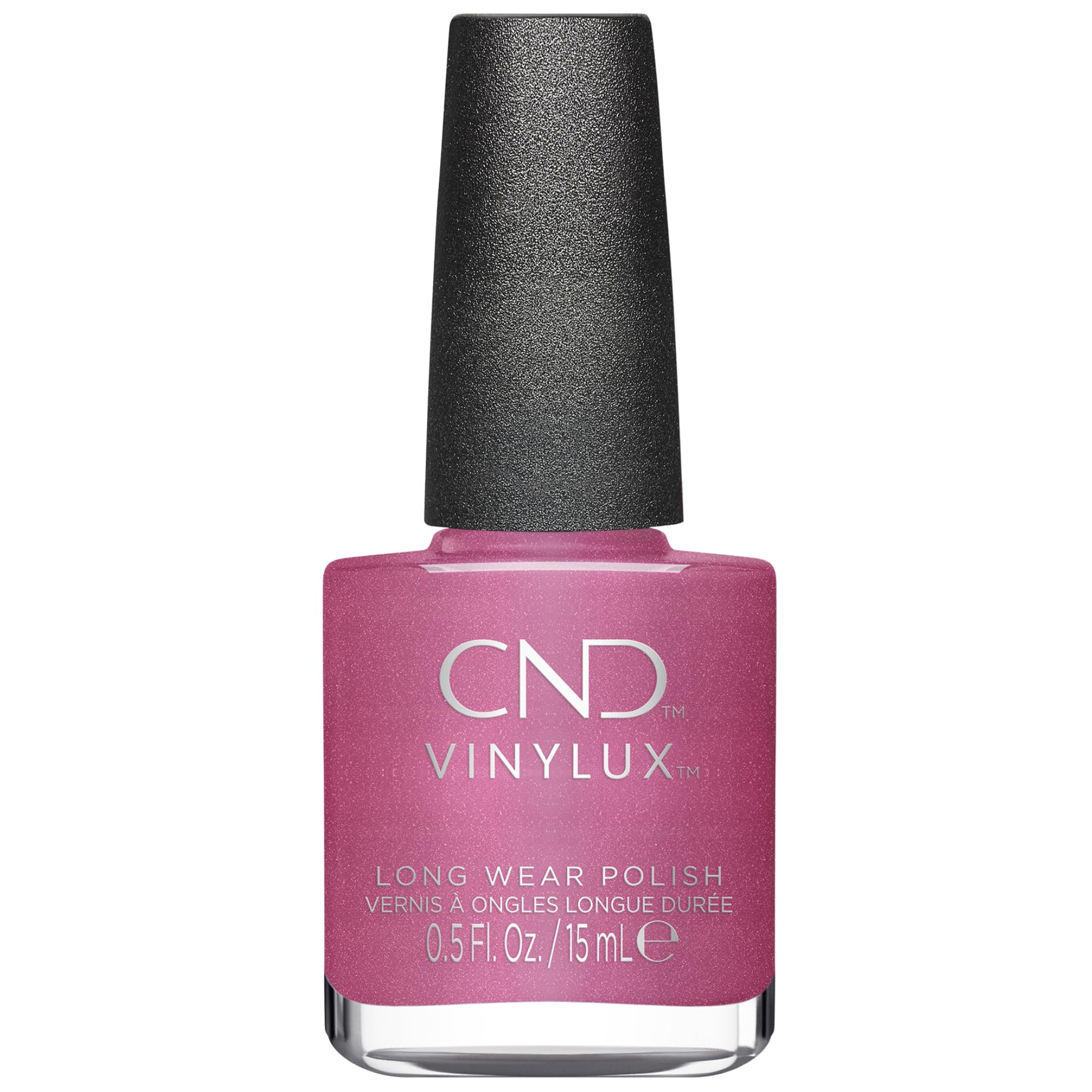 CND Vinylux front bottle showing Happy Go Lucky pink and gel-like shine