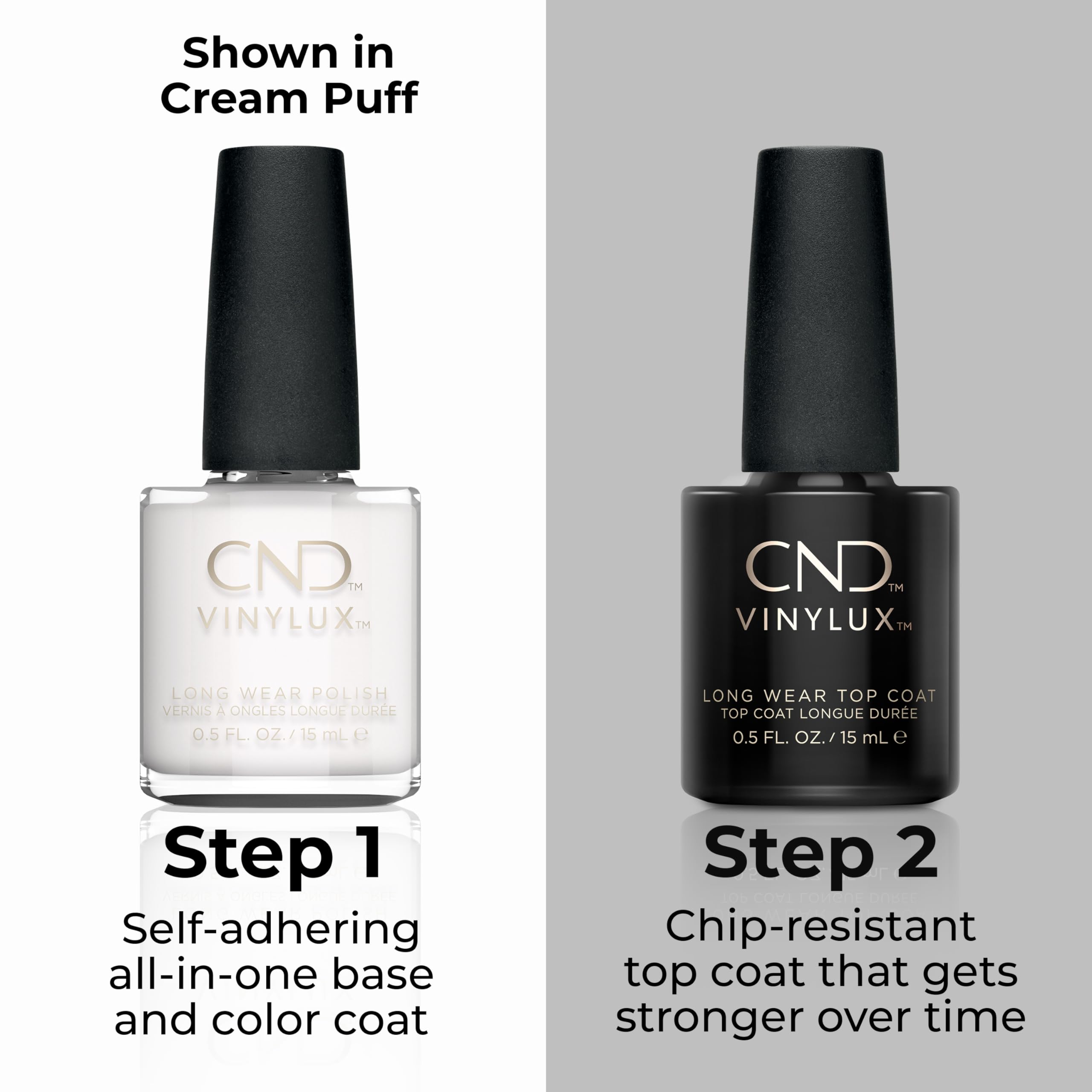 CND Vinylux nail swatch fan with Studio White showing buildable opacity benefit