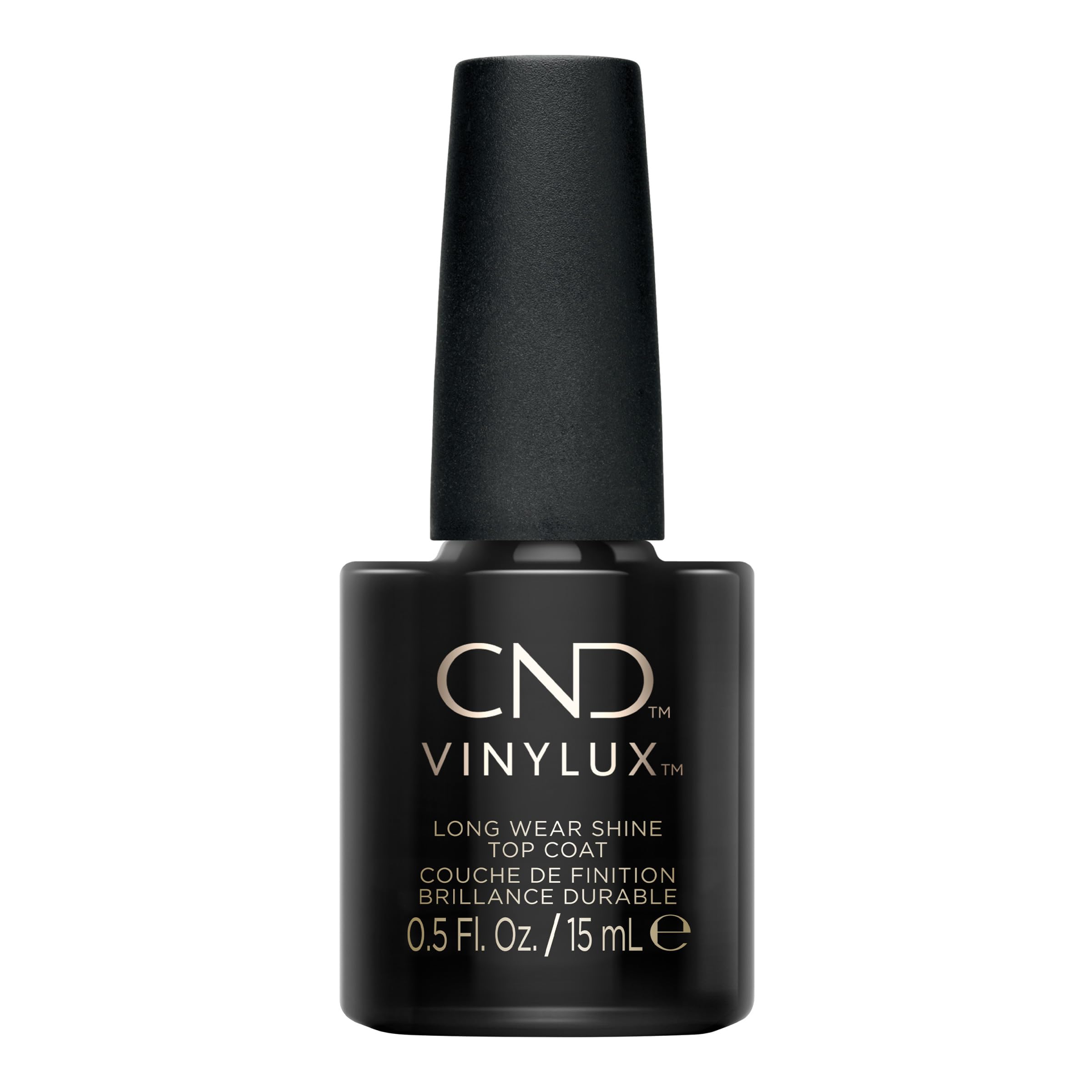 CND Vinylux brush applying top coat for smooth coverage and fast application
