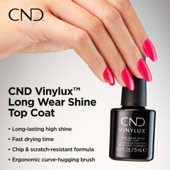 CND Vinylux high-gloss surface close-up showing durable, scratch-resistant shine