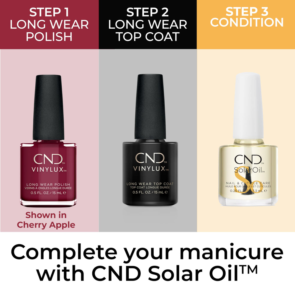 CND Wildfire on hand in lifestyle setting for salon-quality look