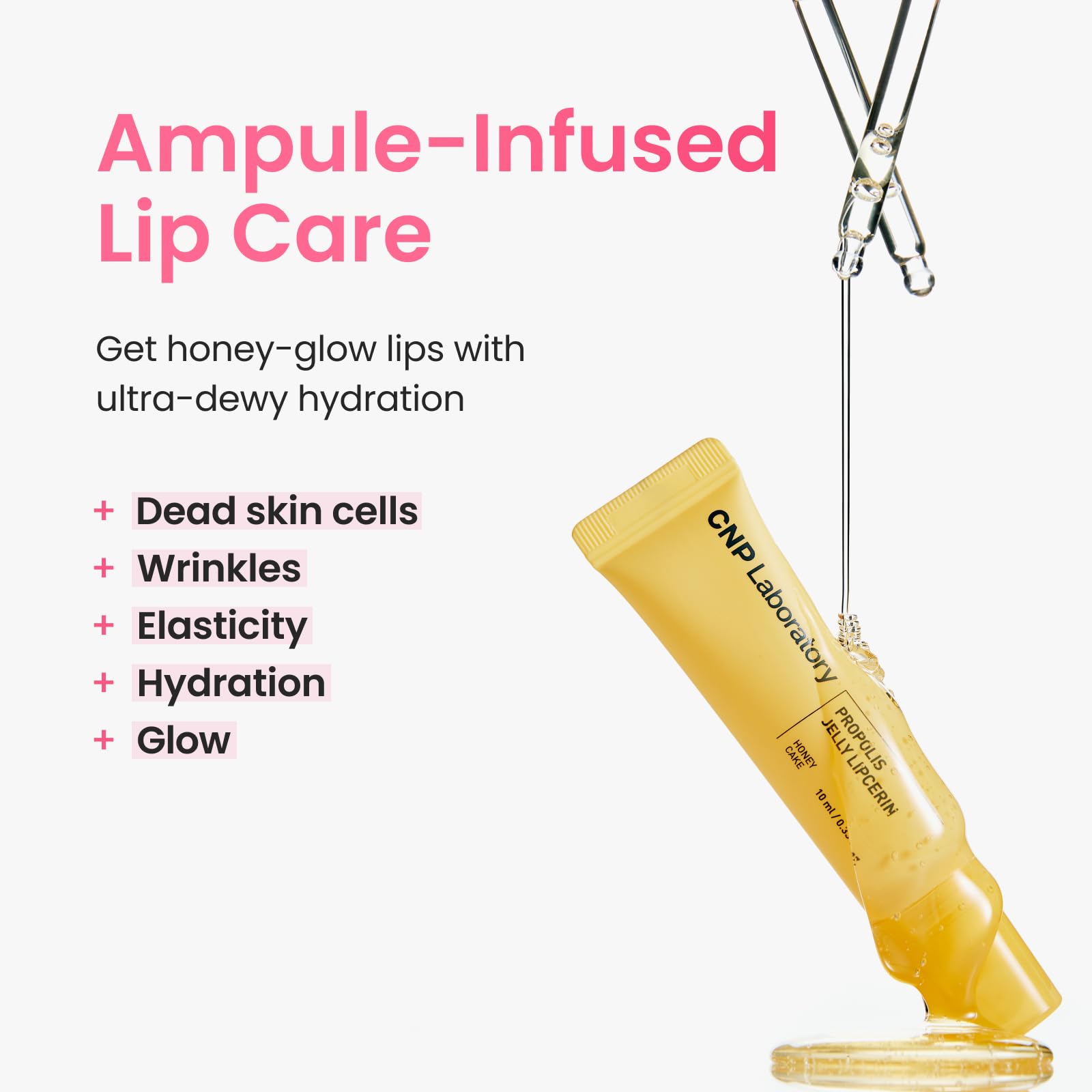 CNP Lipcerin label close-up listing propolis and hyaluronic acid benefits