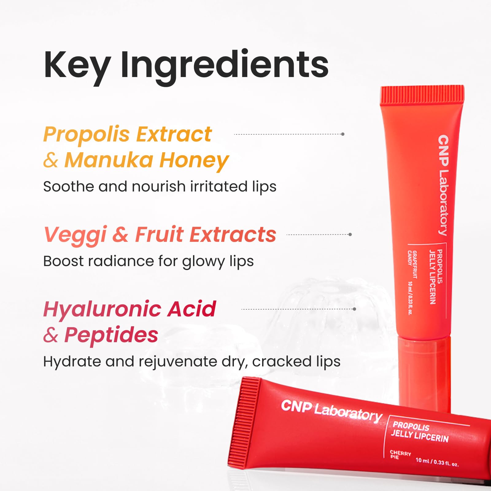 CNP Lipcerin next to a lipstick for scale emphasizing portable size