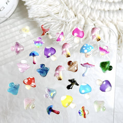 CnSybaris mushroom charms applied on gel nail demonstrating secure hold