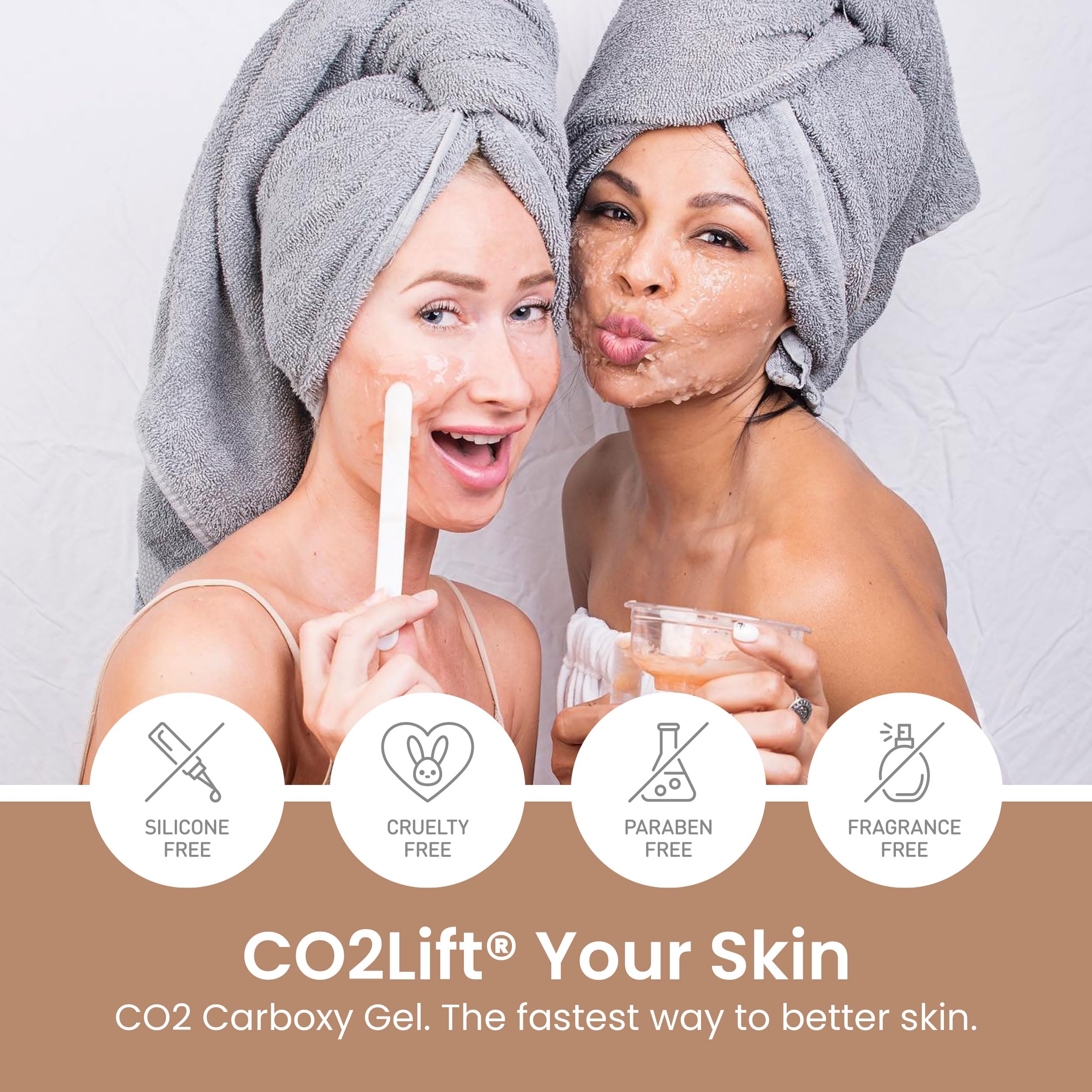 CO2Lift before and after comparison showing brighter, firmer skin