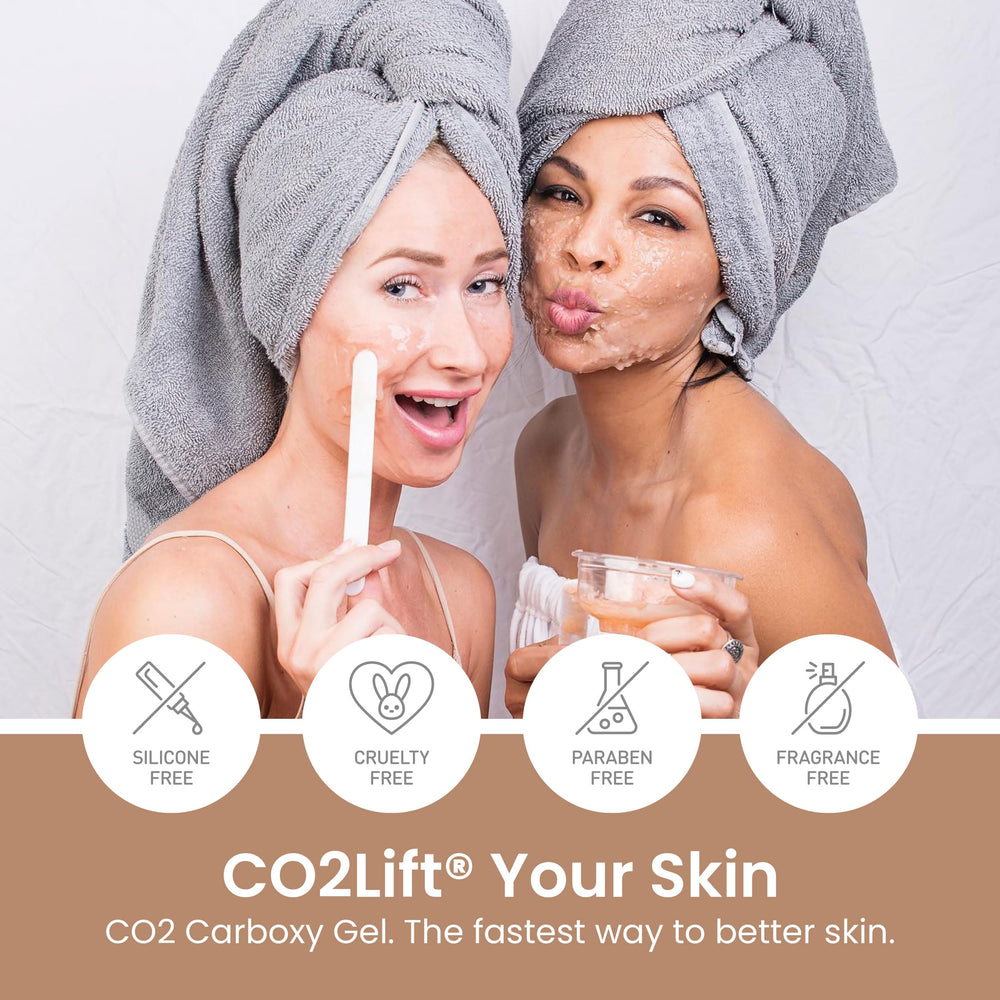 CO2Lift before and after comparison showing brighter, firmer skin