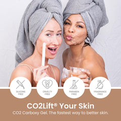 CO2Lift before and after comparison showing brighter, firmer skin