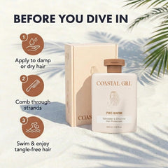 coastal grl applied to damp hair demonstrates detangling and smooth finish benefit