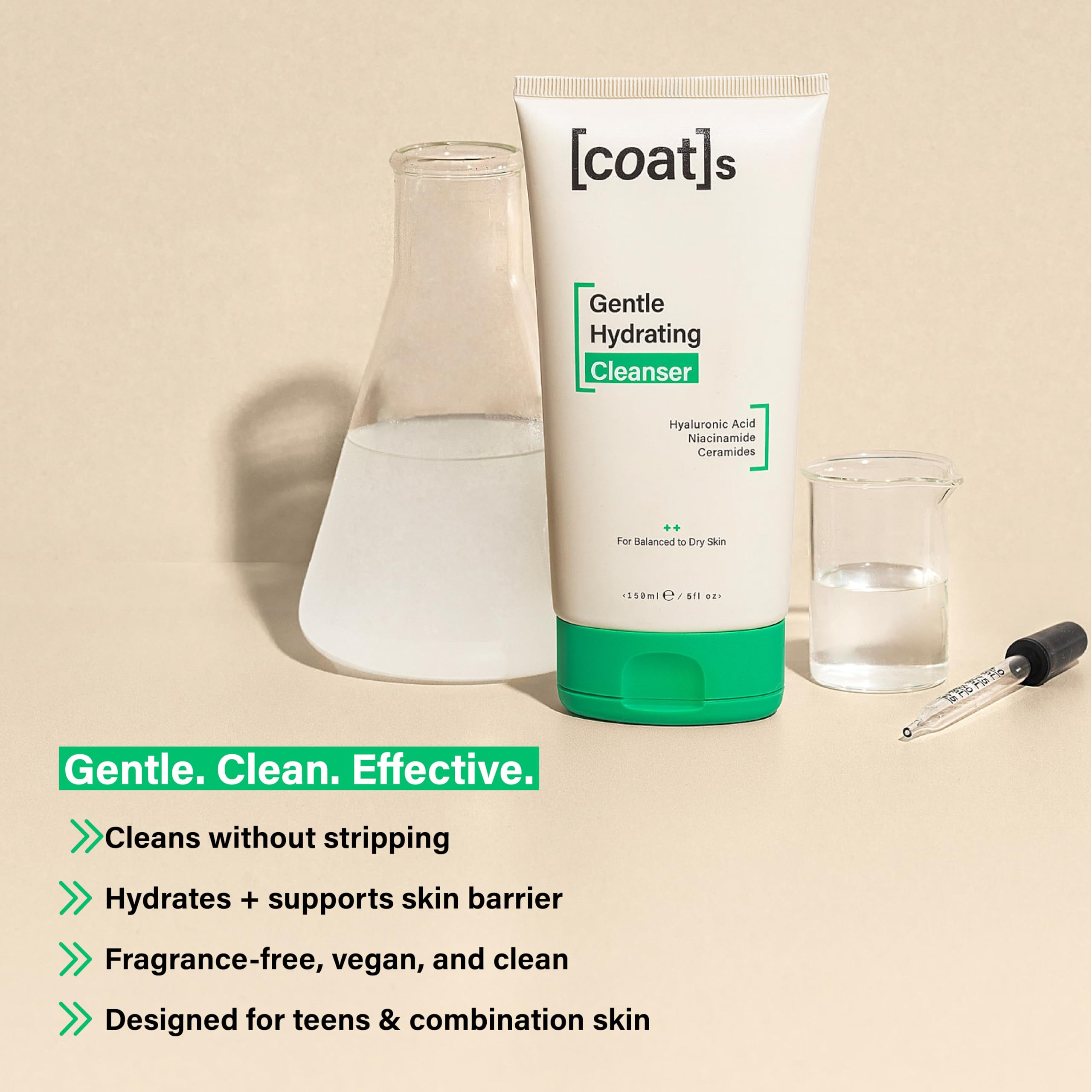 COATS cleanser paired with Triple Moisture Water Cream, highlights routine hydration benefit