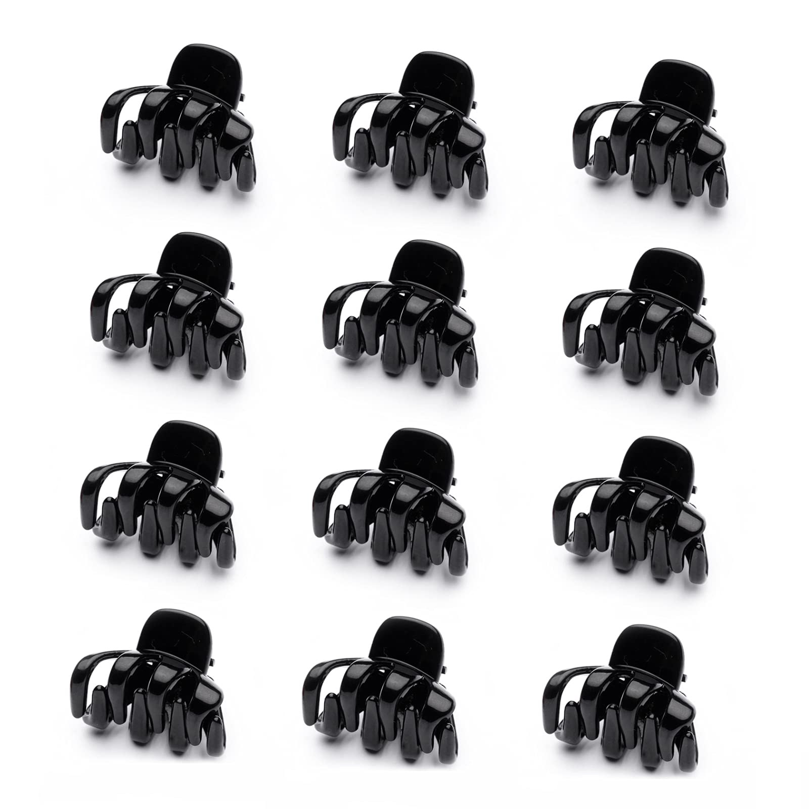Cobahom front view of 12-pack black mini clips showing compact storage benefit