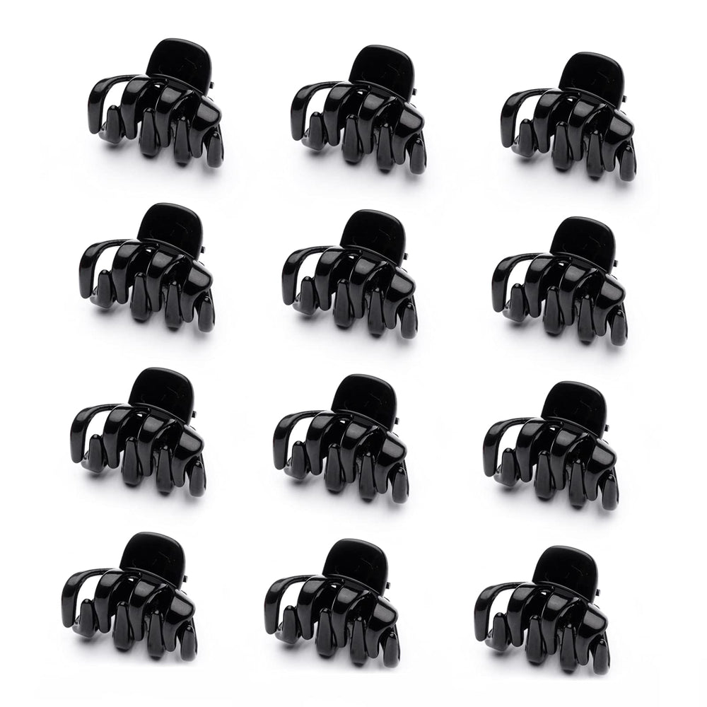 Cobahom front view of 12-pack black mini clips showing compact storage benefit