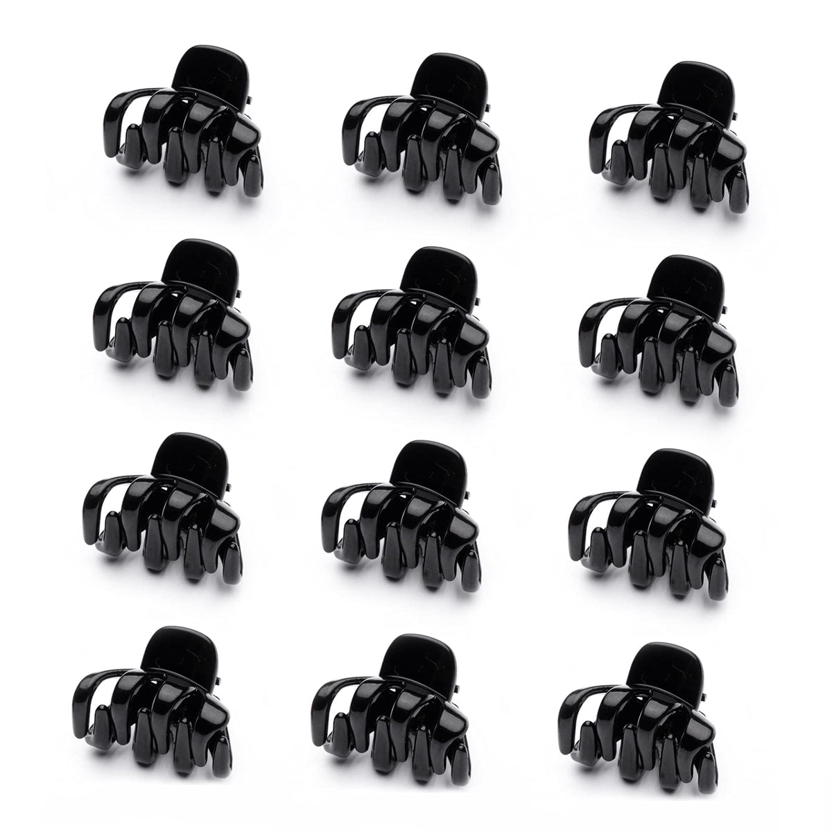 Cobahom front view of 12-pack black mini clips showing compact storage benefit