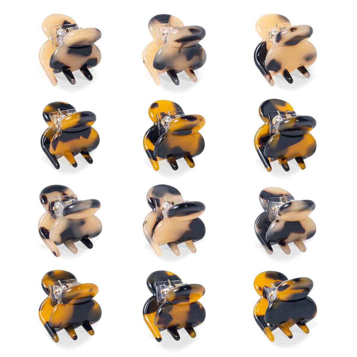 Cobahom front view of 12-piece mini claw clips showing compact set and neutral tones