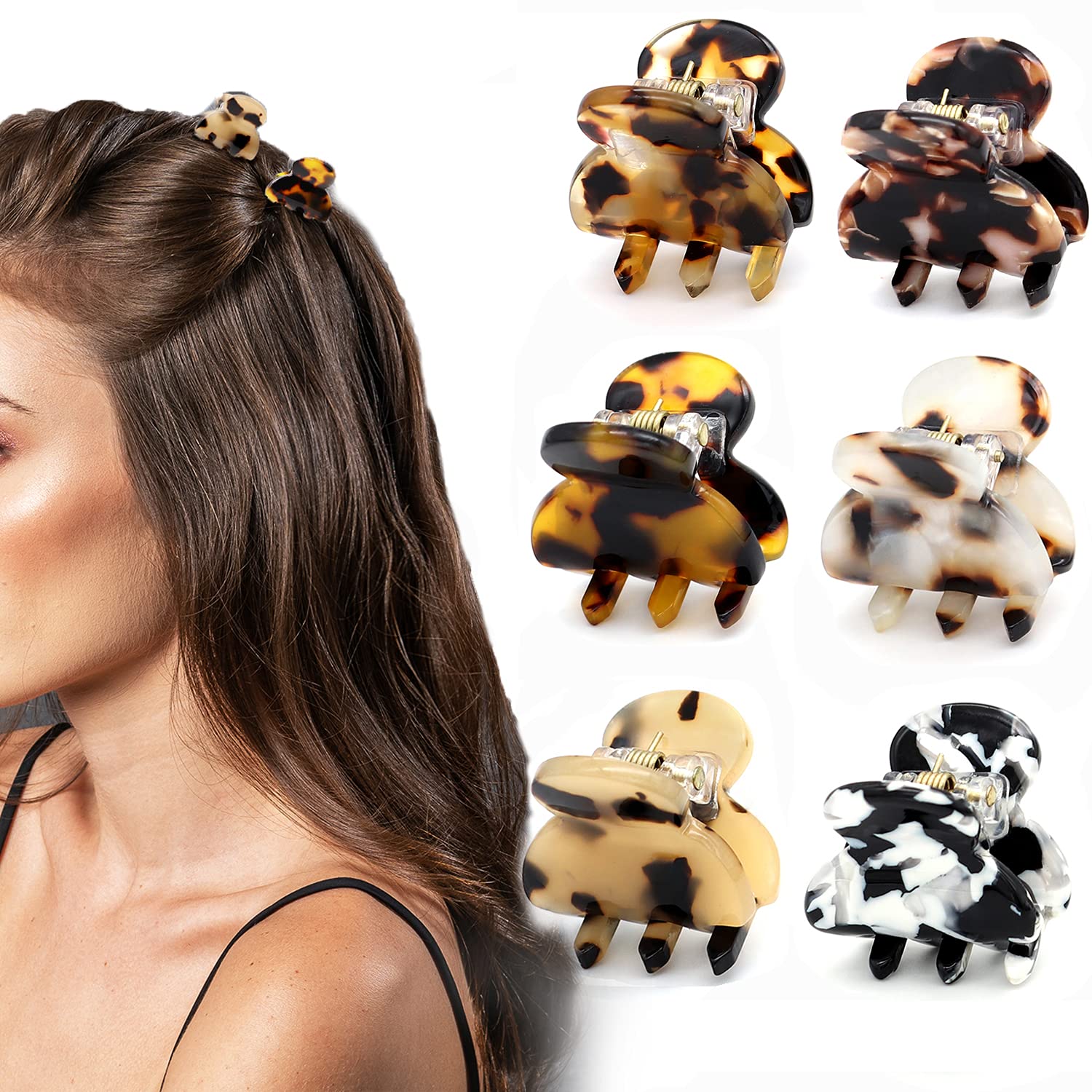 Cobahom front view of six mini clips showing colors and compact size for convenience