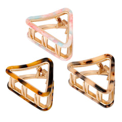 Cobahom front view of three triangle clips showing colors and compact size for styling