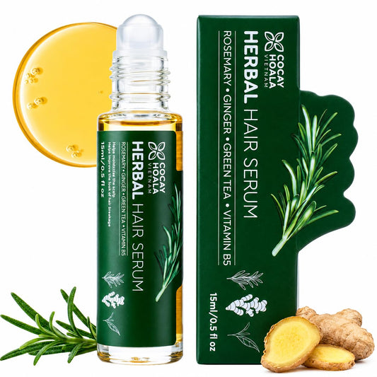 COCAY HOALA VIETNAM front packaging showing compact serum bottle benefit portable scalp care