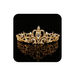 COCIDE gold tiara front view showing elegant rhinestone sparkle and bridal polish
