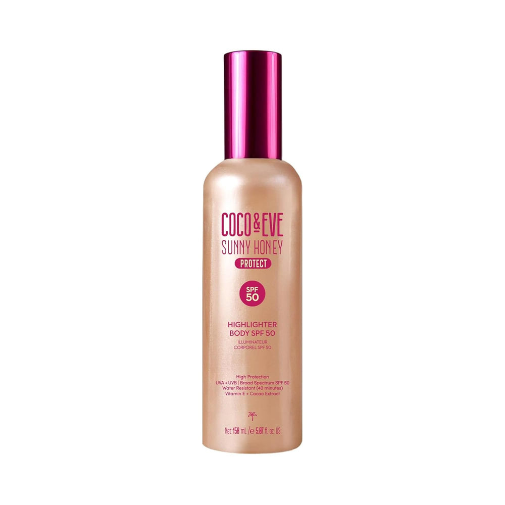 Coco & Eve front packaging showing SPF 50 protection and glow benefit