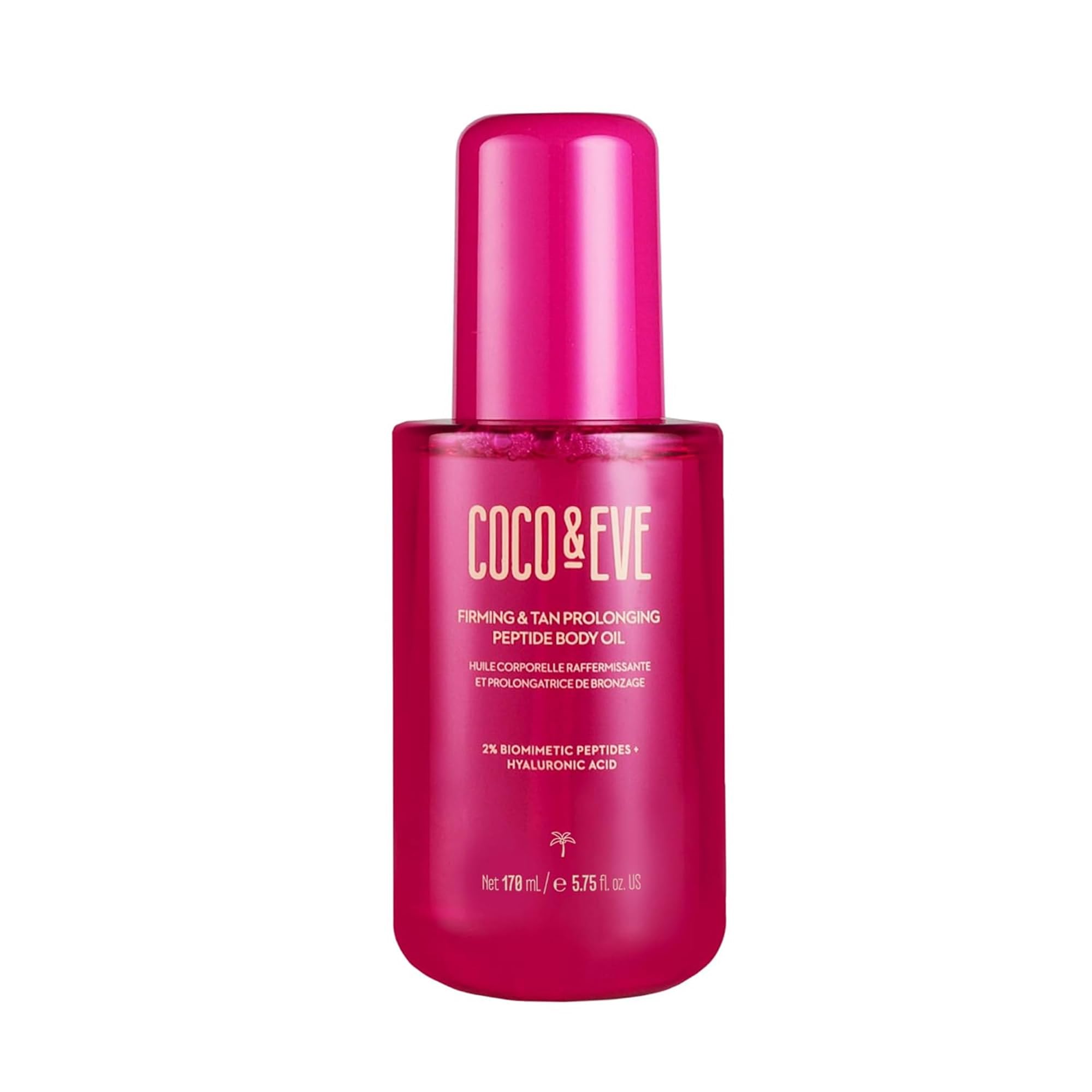 Coco & Eve front bottle view showing elegant packaging and travel-ready benefit
