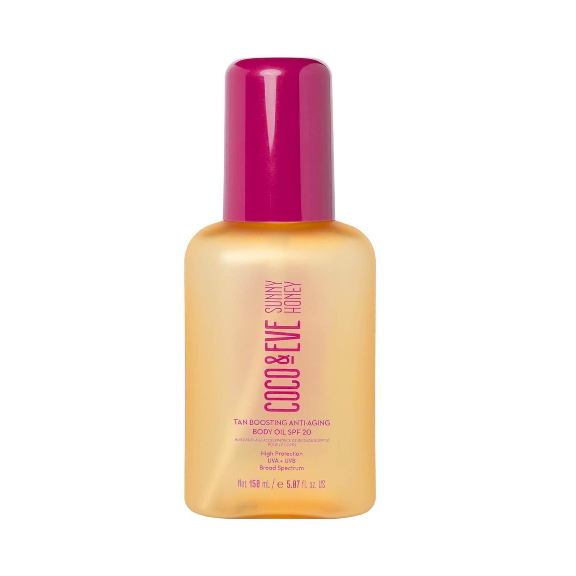 Coco & Eve front bottle showing sleek design and SPF20 protection