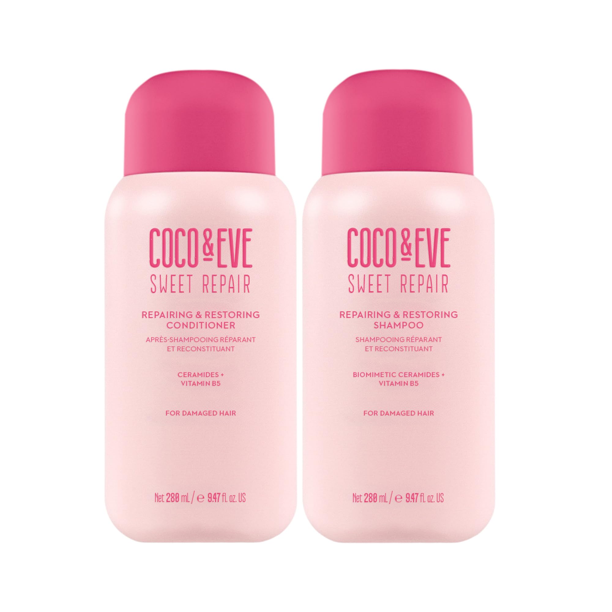 Coco & Eve front packaging bundle showing both bottles and benefits