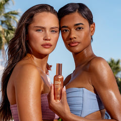 Coco & Eve applied on shoulder highlight showcasing luminous, moisturized look