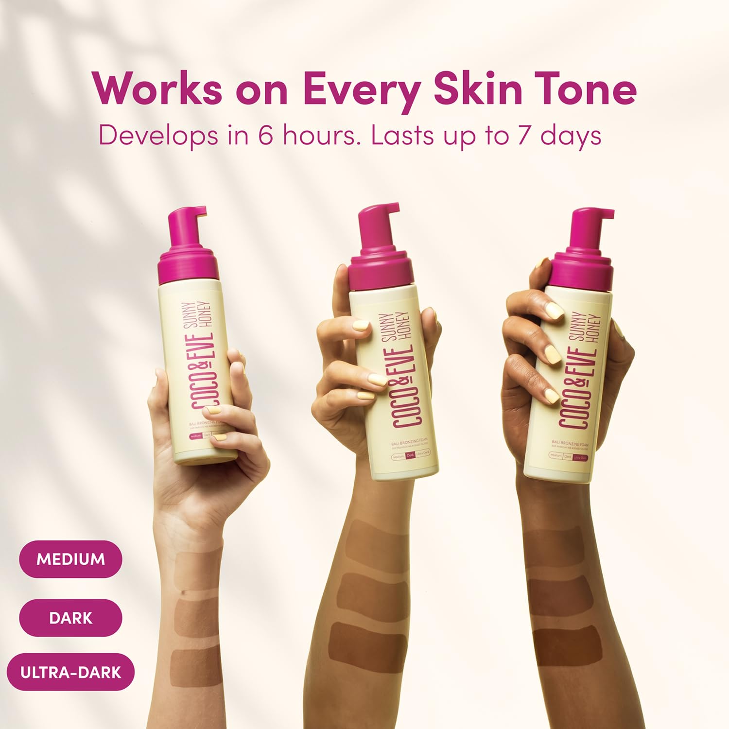 Coco & Eve side profile with mitt and brush illustrating included applicators and convenience