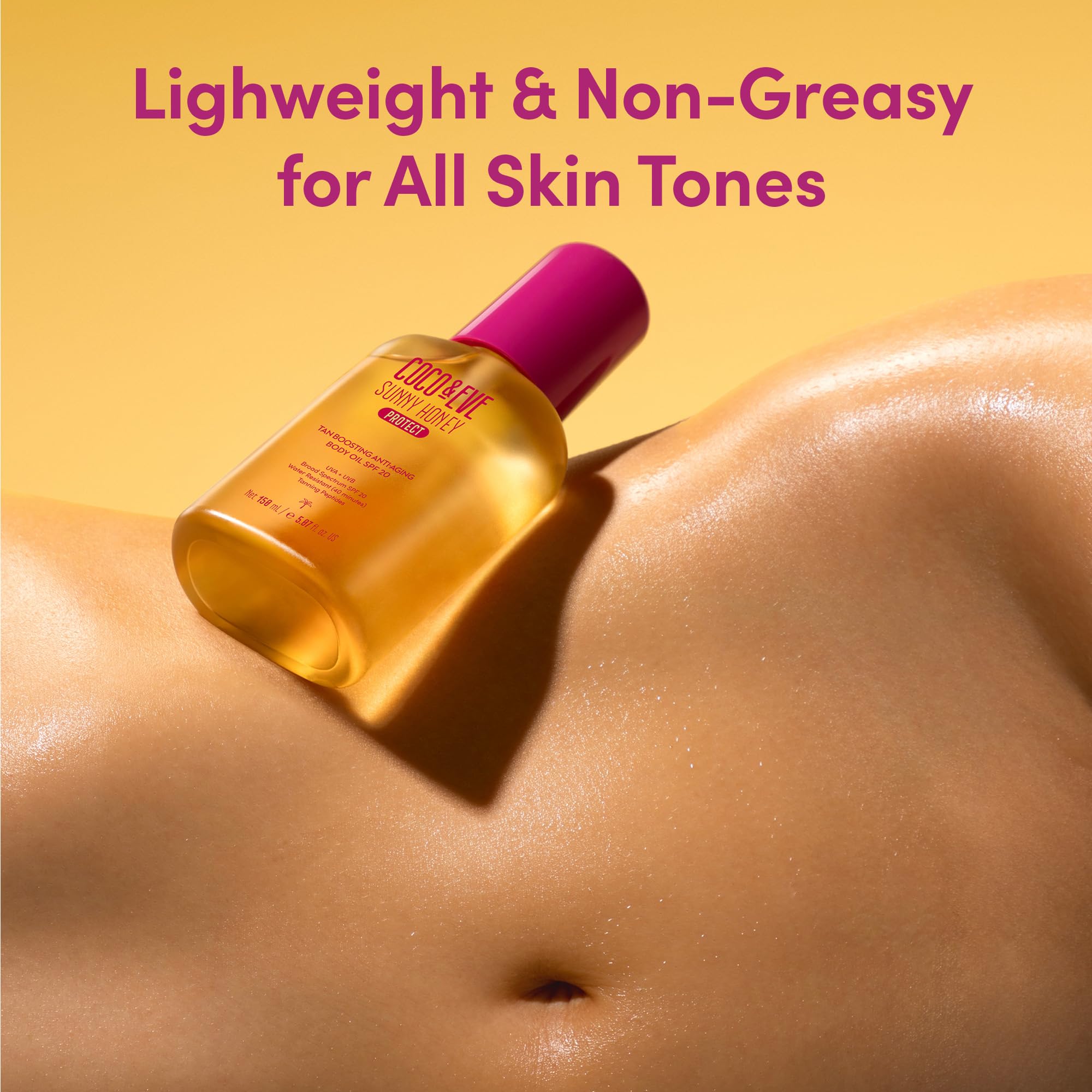Coco & Eve spray applied to arm illustrating even bronzing benefit