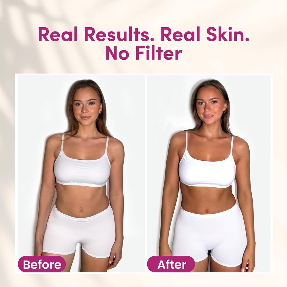 Coco & Eve tinted mousse on skin showing Colour Guide for even application