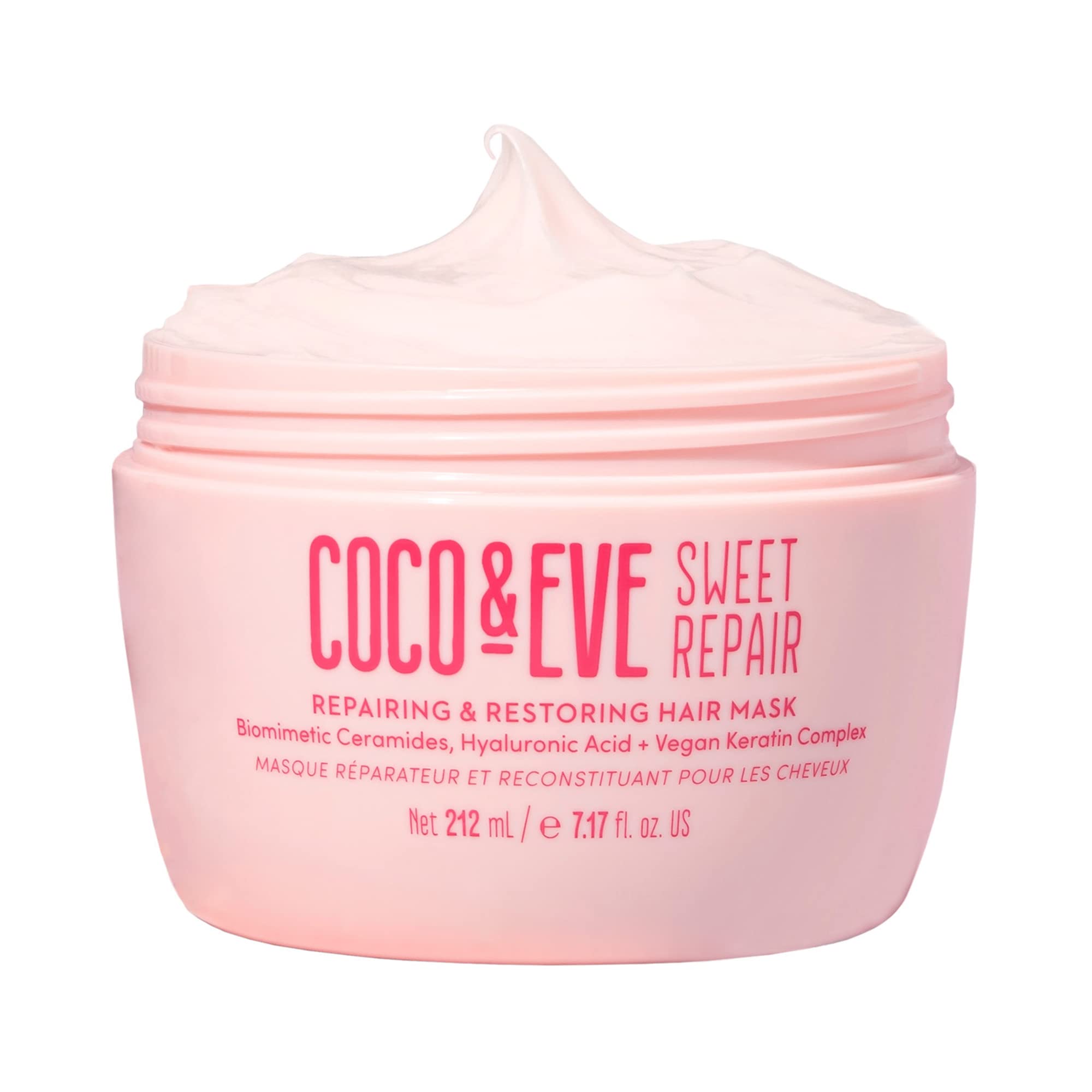 Coco & Eve jar front view showing packaging and restorative treatment benefits