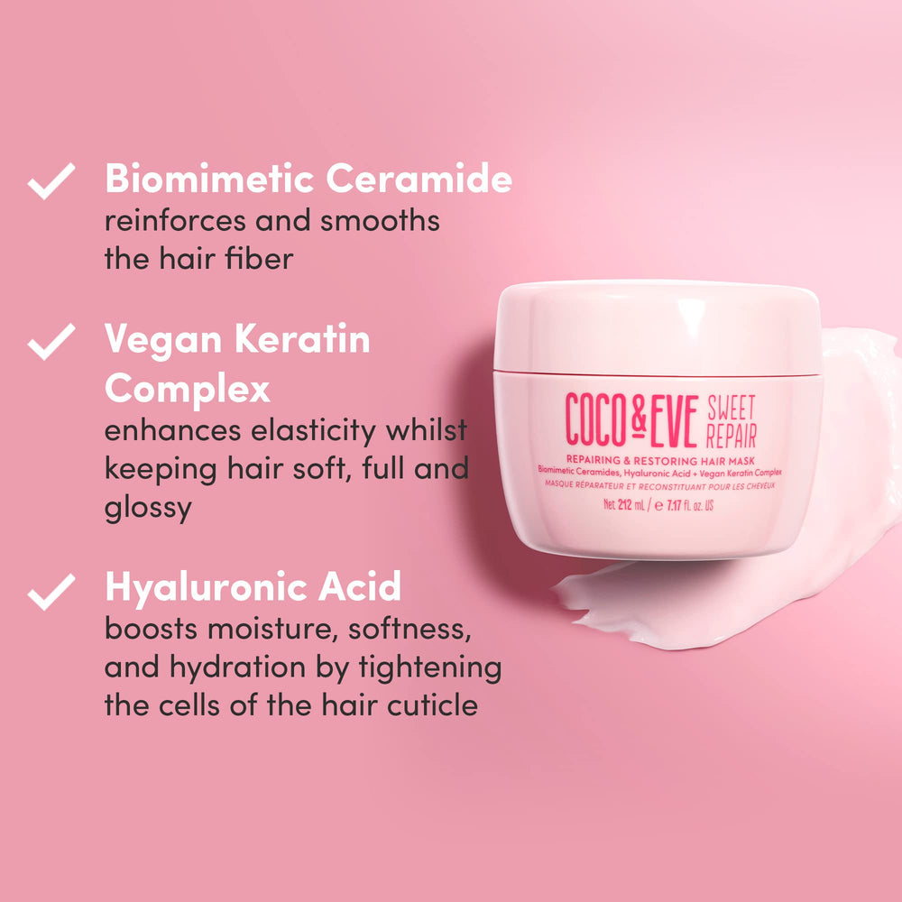 Applying Coco & Eve mask to hair mid-lengths demonstrating easy 5-minute use
