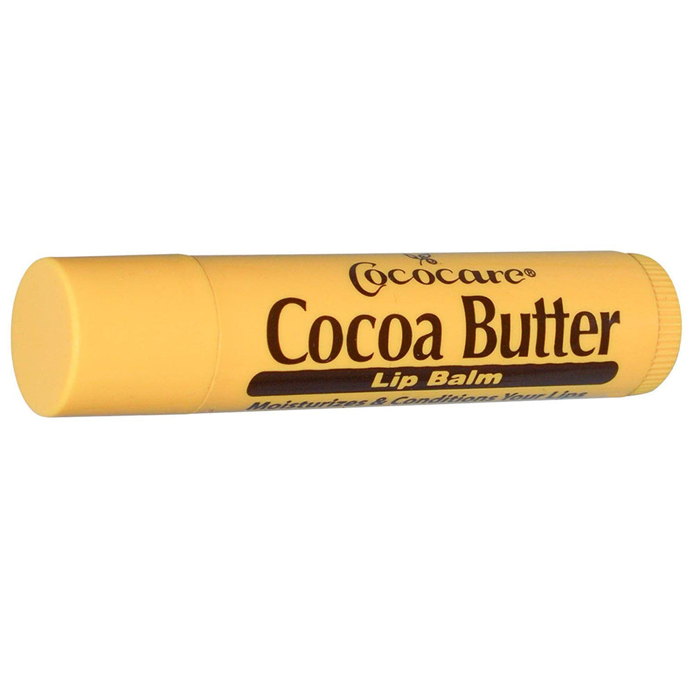 COCOCARE front view of yellow lip balm tube showing compact travel convenience