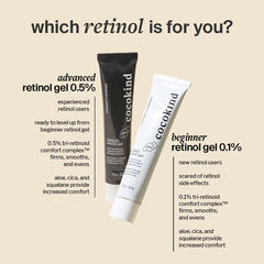 Cocokind retinol gel pump dispense detail with droplet, demonstrates controlled application benefit