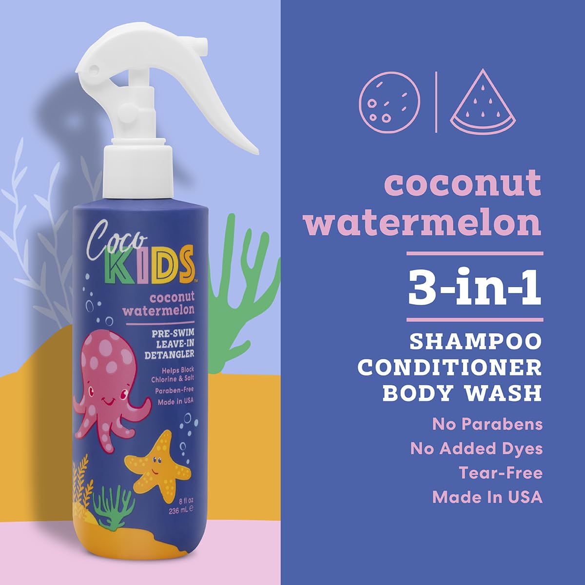 Cocomagic child using spray poolside for pre-swim protection benefit
